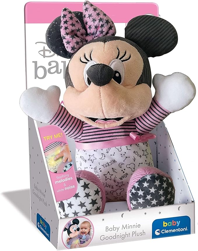 Clementoni 17395 Disney Baby Minnie Goodnight Plush-Educational Toy for Toddlers