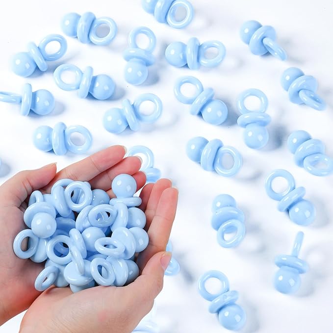 36 PCS Plastic Pacifiers for Baby Shower Game Boy, 1.75 Inch Cute Baby Shower Pacifiers for Decoration DIY, Gender Reveal Table Scatter, Pacifier Hunt Games, Party Favors(Blue)