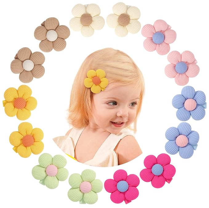doboi 14 Pcs Flower Hair Clips Non Slip Flower Bows Alligator Clips Hair Accessories for Little Girls Toddlers Teens and Women