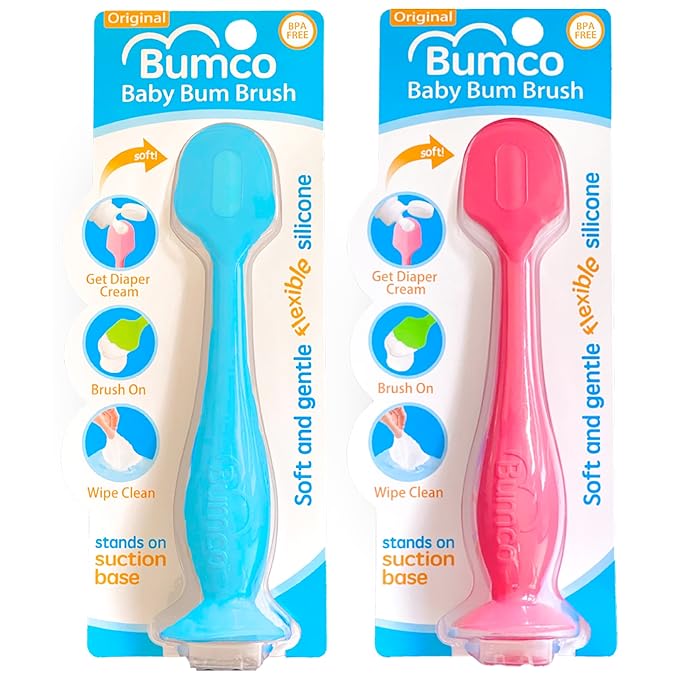Bumco Diaper Cream Spatula (2-Pack) - BPA-Free Diaper Bag Essentials, Soft & Flexible Butt Spatula Baby, Mom-Invented Butt Paste Spatula, Diaper Cream Applicator, Bumco Baby Bum Brush, Diaper Spatula