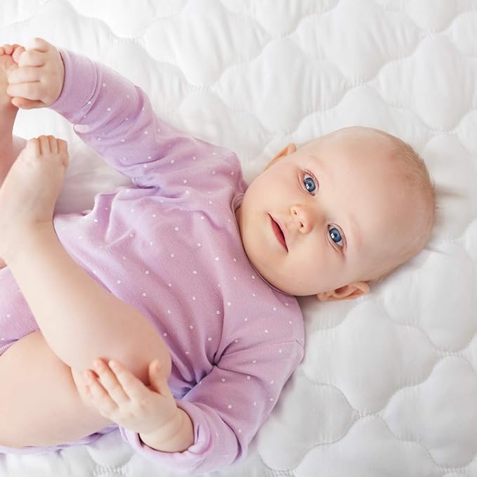 Pack and Play Mattress Pad (6 Sizes), Compatible with Graco Pack and Play On The Go Playard and Portable Playard, Pack and Play Sheets Fitted Waterproof Protector Cover Soft Quilted