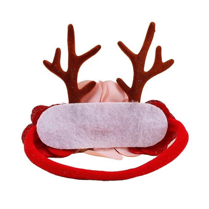 Baby Girl Flower Christmas Headband 3 PCS Elastic Hairbands Handmade Nylon Bows Headbands Chic Floral Hair Accessories Kids XMAS Gifts for Newborn Infant Toddlers