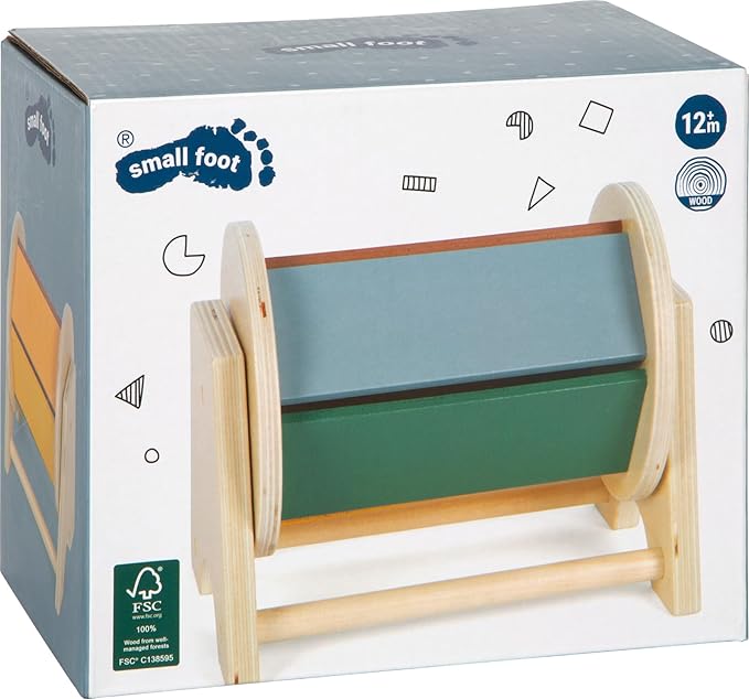 small foot Montessori Prices Drum, 100% FSC Certified Wood, Wheel with 5 Coloured Surfaces, Toy for Children from 6 Months, 12742