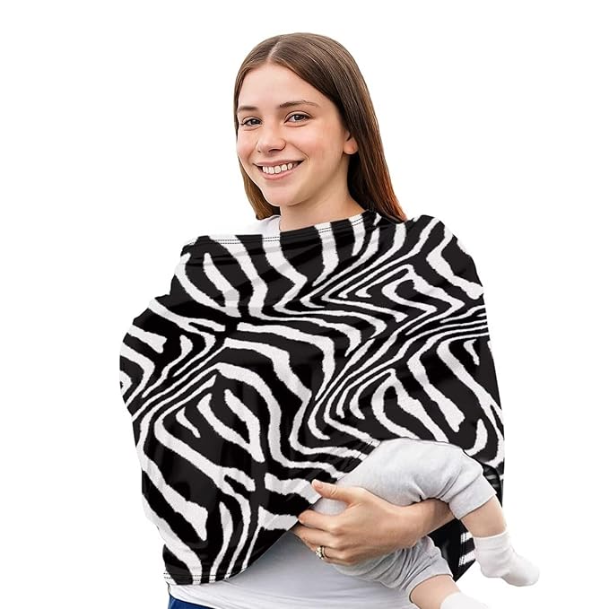 Forchrinse Zebra Stripes Baby Car Seat Canopy for Boys Girls-Soft Nursing Breastfeeding Cover Multi-use Stroller Cover Washable