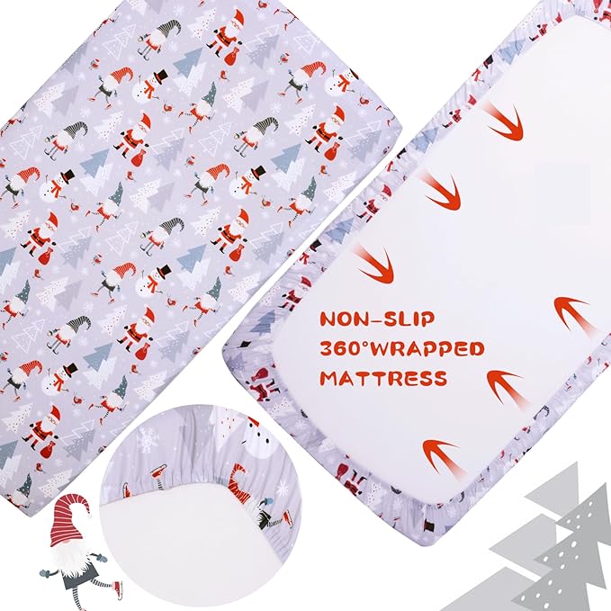 Cloele Christmas Square Playard/Playpen Fitted Sheets Perfect for 36 X 36 Portable Playard Mattresses - Square Pack and Play Crib Sheets - Ultra Soft Polyester Snowman Fitted Playpen Sheet for Baby