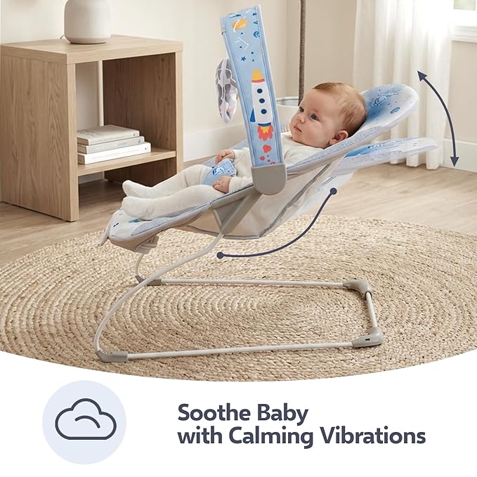 Baby Bouncer Soothing Infant Seat, Portable Baby Bouncer with Music Foldable Indoor & Outdoor Use for Baby 0-6 Months 6-20 lbs,Blue