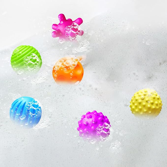 6 Pack Sensory Balls for Toddlers 1-3, Sensory Baby Toys 6-12 Months, Montessori Toys for Babies 6-12 Months Infant Squeeze Sensory Toys Soft Multi Ball Set Gifts with Bright Color Textured