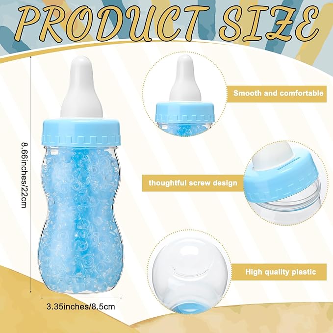 Roowest 512 Pcs Baby Shower Games Guess How Many Pacifiers Sign 100 Small Guessing Games 10 HB Pencils 750ml Milk Bottle 400 Acrylic Pacifiers Decoration for Guest Gender Reveal(Blue,the Son)