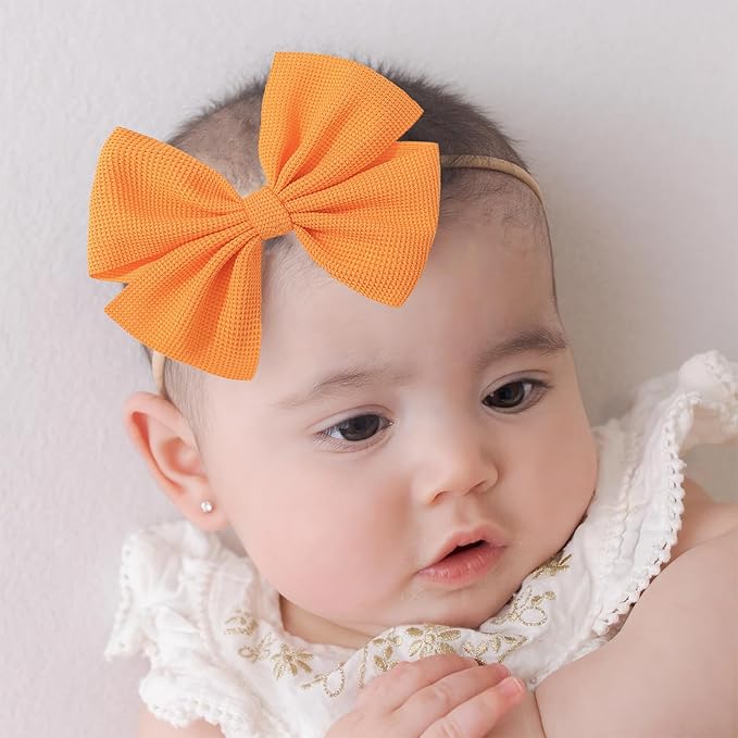 Thanksgiving Baby Girls Bows Elastic Nylon Headbands Bows for Baby Girls Toddler Hair Bows Fall Theme Party Hair Accessories Newborn Bows for Infant Toddlers Kids