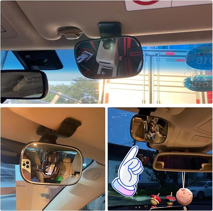 Baby Car Mirror, Universal Car Interior Rearview Baby Mirror for Car with Wide Angle Convex Mirror, 360 Degree Adjustable Easily Observe the Baby’s Move, Clip-on Sun Visor