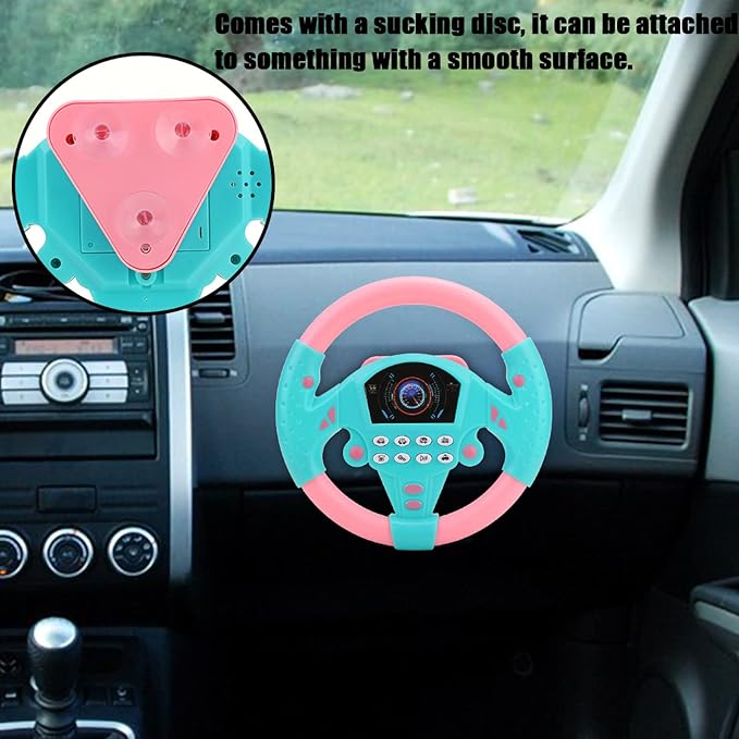 Keenso Baby Simulated Driving Controller Educational Copilot Steering Wheel Music Children Intelligent Toy Room Blue