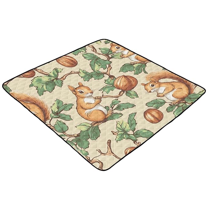 Squirrel Hazelnut Unique Soft Thick mat for Baby to Play on Floor for Floor Portable Foldable Travel Play Mat for Babies Infants Toddlers, 50'' x 50''para juegos de