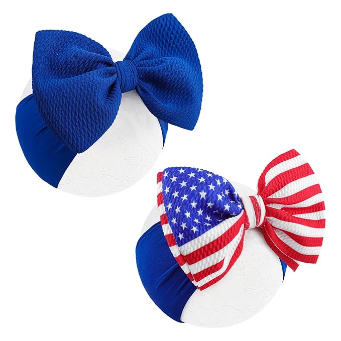 4th of July Bows for Girls Infant Headbands Big Bows for Baby Fourth of July Headband Patriotic Baby Bows 0-6 Months Hair Accessories Flag