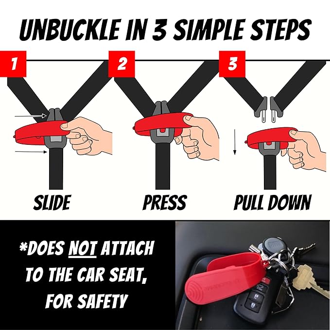 UnbuckleMe Car Seat Buckle Release Tool - Red & Blue 2 Pack - Buy one for Each Car or Give One to a Friend