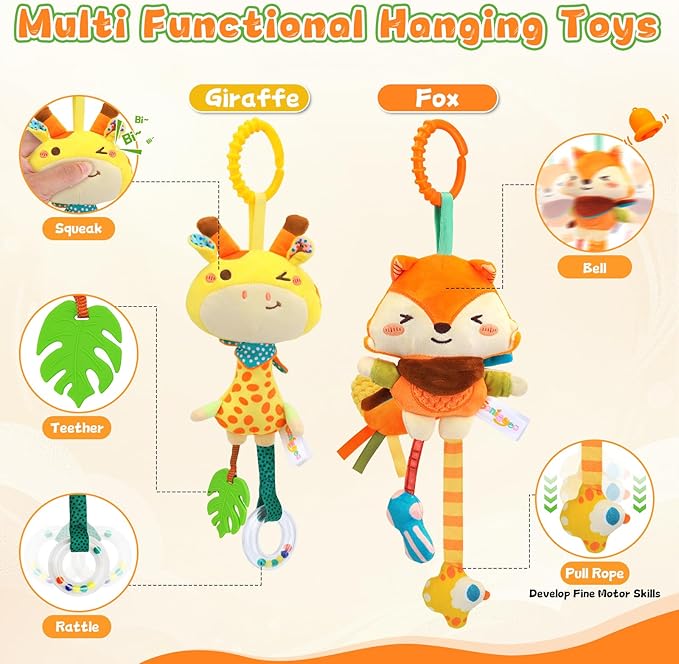 Baby Toys for 0 3 6 9 12 Months, Baby Hanging Toys, Car Seat Stroller Crib Gym Baby Rattle Toys with Teether for Newborn Infants Toddlers Baby Boys Girls Gifts