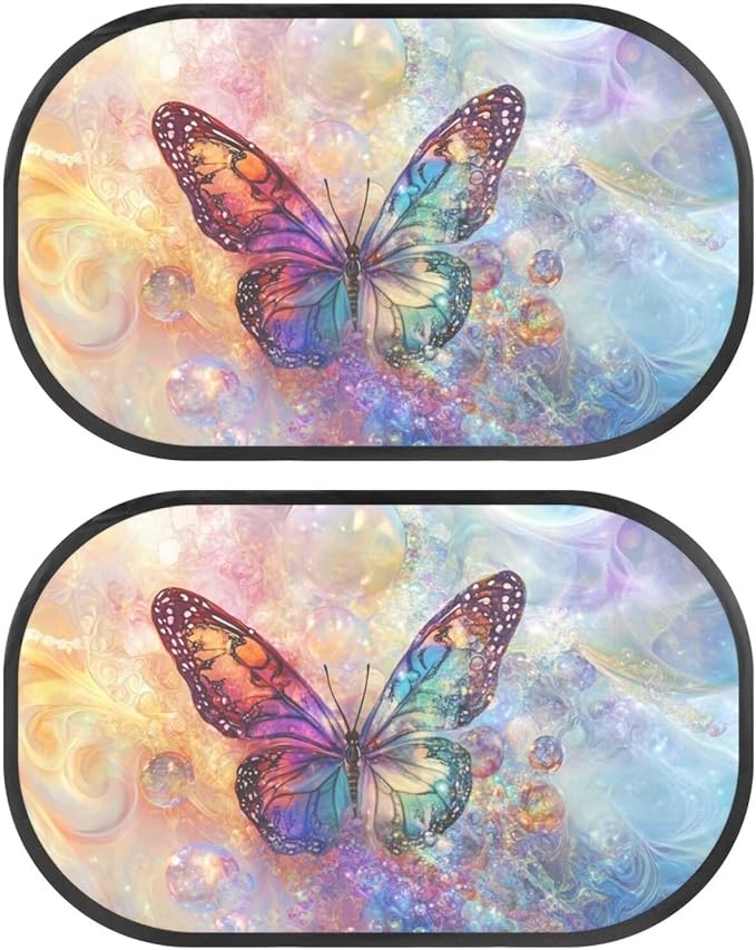 Bulopur Butterfly Window Shades 2 Pack Car Window Shades Mesh Car Window Covers Sun Protection and Sun Shade Blocker for Most Vehicle, SUV, Truck, Car