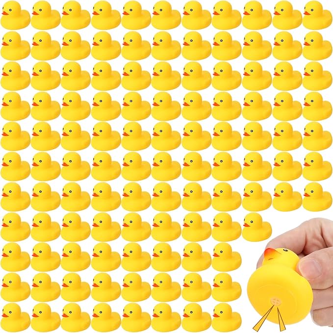 400 Pcs Mini Rubber Ducks Bulk, 2.17 x 1.97 x 1.85 Inch Float Tiny Baby Shower Rubber Duck, Small Rubber Duck, Preschool Bath Toy Rubber Duck Party Decoration Fun Squeak Small Duck Pool Toy (Yellow)