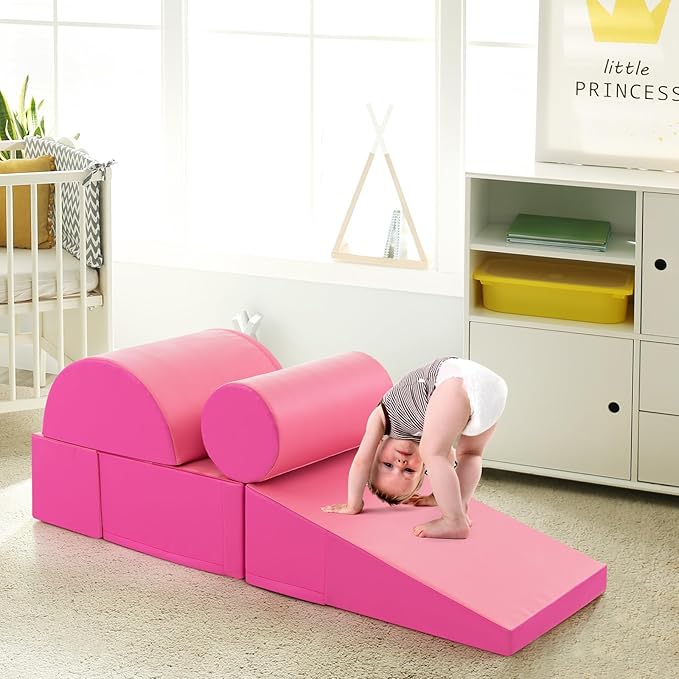 Costzon 5 Pieces Climbing Toys for Toddlers, Soft Foam Block Play Structures Infants Climbers for Child Development, Waterproof Kids Climbing Toys Indoor for Preschool Baby