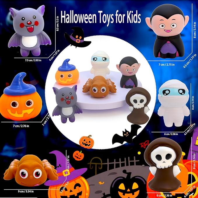 Halloween Toys for Kids, Rubber Bath Toy Cute Floating Squeaky 3in Rubber Ghost for Shower, Classroom Carnival Prizes, Cake Decoration Party Favors for Toddlers(6 Pcs)