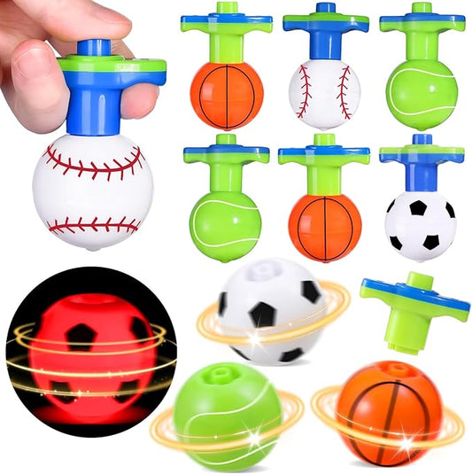 SCIONE 12Pcs LED Light Up Spinning Tops for Kids, Glow in The Dark Party Supplies, Easter Basket Stuffers, Birthday Party Favor Bulk Toys, Treasure Box Toys for Classroom Prize