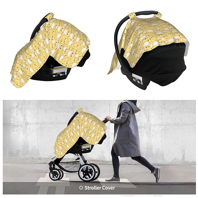 Cute Little Yellow Chicken Baby Car Seat Canopy Nursing for Breastfeeding Multi-Use Infant Stretchy Carrier Carseat Winter Cover for Newborn Girls Boys