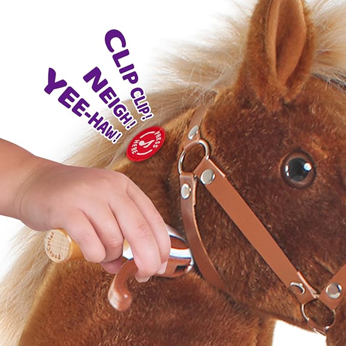 PonyCycle Large Pony Cycle U5 Horse Ride on Toys for Boys Classic Model U (with Brake/ 42.5" Height/Size 5 for Age 7-12) Mechanical Riding Pony Gifts Brown Ux524