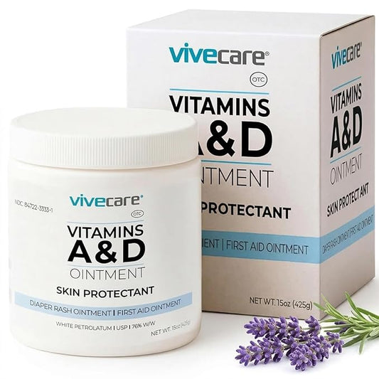 ViveCare A&D Ointment - Skin Protectant & Healing Lotion for Baby, Adult, Seniors - Soothing Cream for Diaper Rash Prevention, Skin Irritation, Burns, Cuts, Scrapes (15oz)