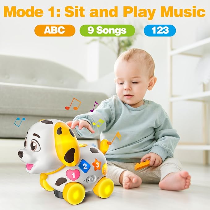 3-in-1 Musical Puppy Baby Toys 6-12-18 Month, Educational Toy for 1 Year Old Boy Girl Gifts, 1st Birthday Gift for 1 Year Old Boy Girl, Bilingual Present for 7 8 9 10 Month Infant