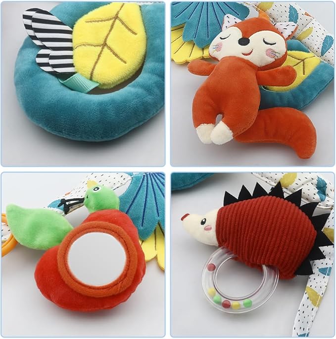 Caterbee Baby Stroller pram Hanging Toys, Colorful Plush Animal Crib Rail Decor (Fox)