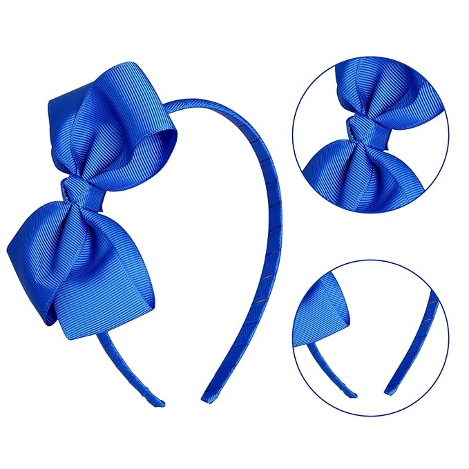 baotongle 11pcs Royal Blue School Hair Accessories Set Uniform Hair Bow Headband Clips Hair Ties Curly Bows for Little Toddler School Girls (Royal Blue)