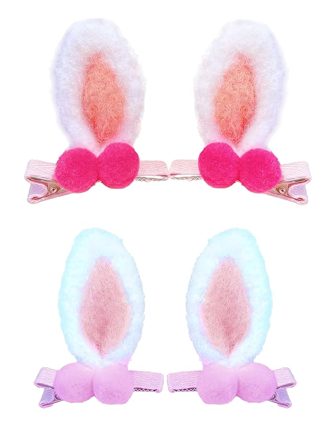 Easter Bunny Hair Clips Bunny Ears Easter Headbands Baby Girls Flower Crown Spring Bunny Hair Accessories(F80-B)