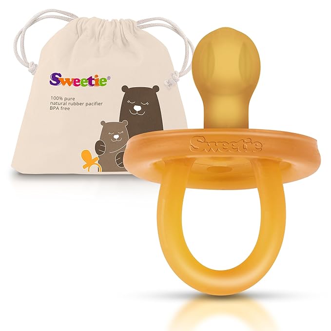 SWEETIE Rubber Pacifier Natural Rubber Pacifier Rounded (Natural Color, 6-12 Month)