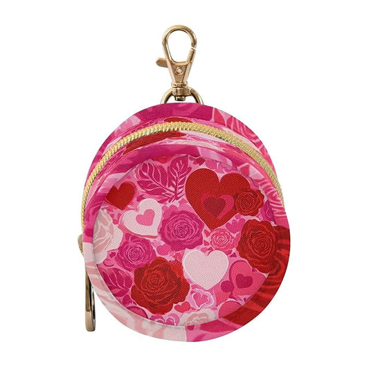 Pacifier Holder with Clip Pacifier Case for Diaper Bag Round Baby Pacifier Pouch Box Bag Portable Pink Love and Rose Valentine
