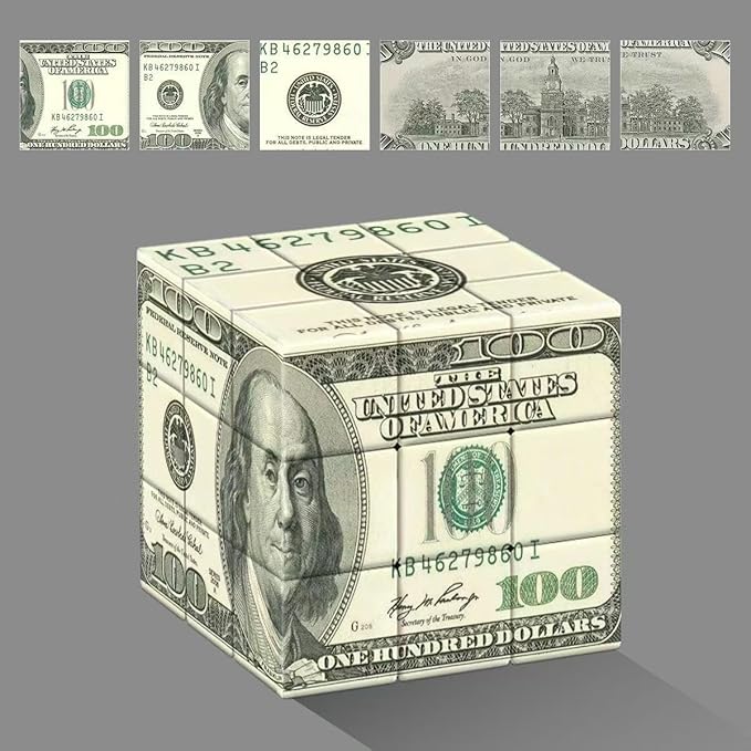 Dollar Cube 3x3 Magic Cube US Dollar Bill Speed Cube Puzzle Toy (1 Dollar)