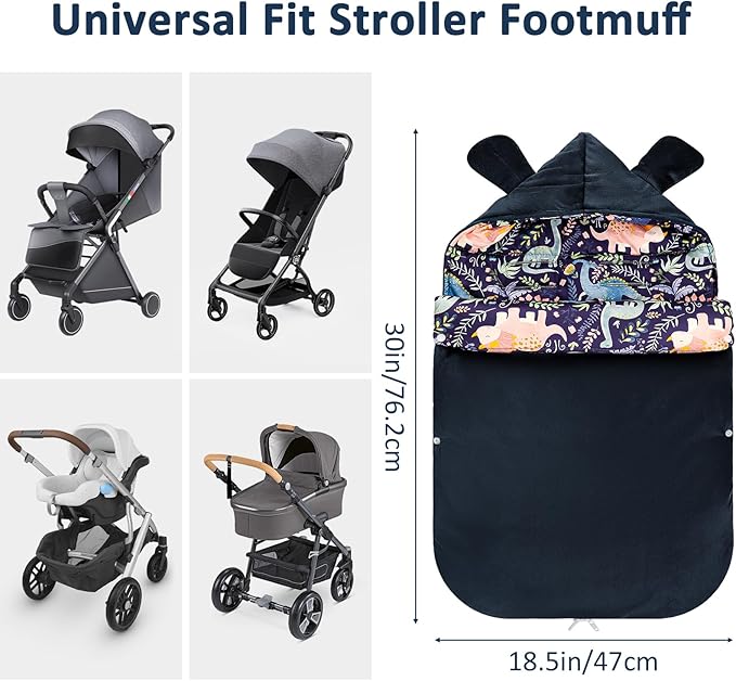 Baby Car Seat Blanket Stroller Footmuff Bunting Bag, Baby Sleeping Bag Fleece Plush Swaddle Blanket for Cold Weather Winter Must Have Outdoor Walking Warmth for Newborn to Infant (Dinosaur)