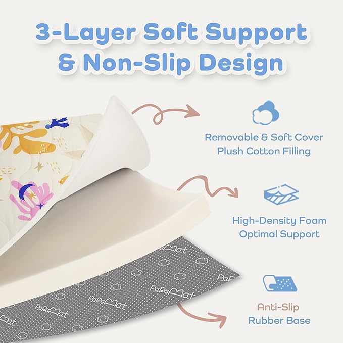 1.5" Thicker Baby Play Mat for Floor, 50x50 Removable & Machine Washable Cover Playpen Mat Softness Foam Mats, Easy-Clean Hygienic, Comfort Safety Kids Crawling (Undersea Corals)