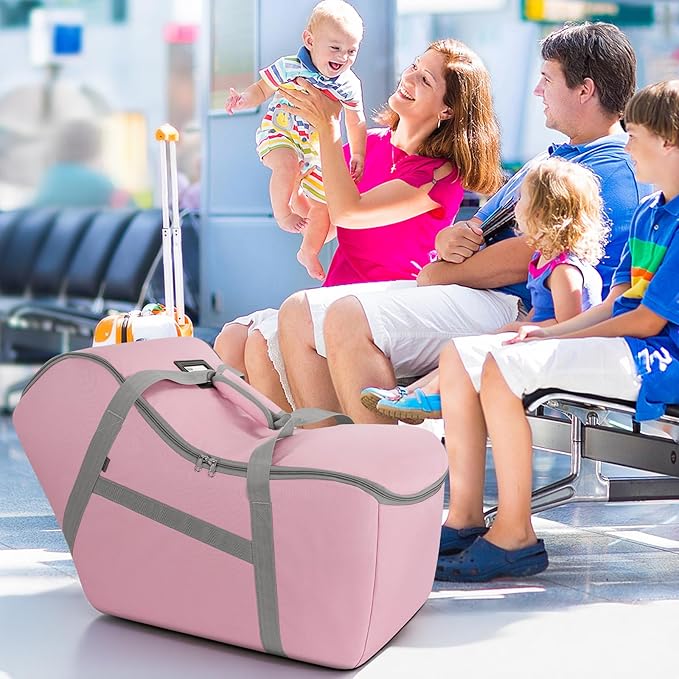 Padded Car Seat Bag Compatible with Most Nuna Pipa Car Seats UPPAbaby MESA V2 without Base & Chicco KeyFit 30 and Base, Car Seat Travel Bag for Airplanes, Pink