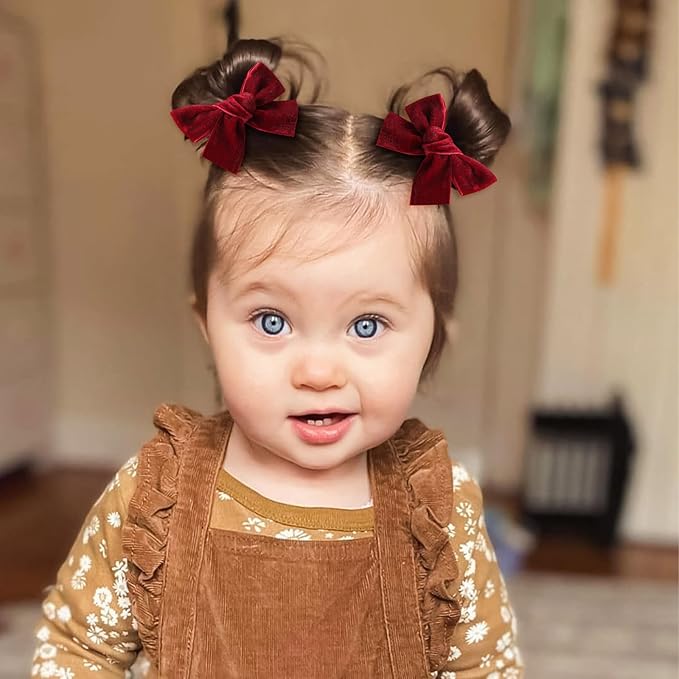 Oaoleer 40Pcs 3.5Inch Hair Bows for Toddler Girls, Velvet Neutral Pigtail Bows Alligator Clips Hair Barrettes Accessories for Baby Little Girls Kids in Pairs