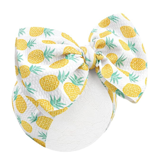 YanJie 7’’ Pineapple Baby Bow for Girl Yellow Headbands for Newborn Infant Toddlers Summer Outfits for Baby Girls White Hair Accessories Hair Bows