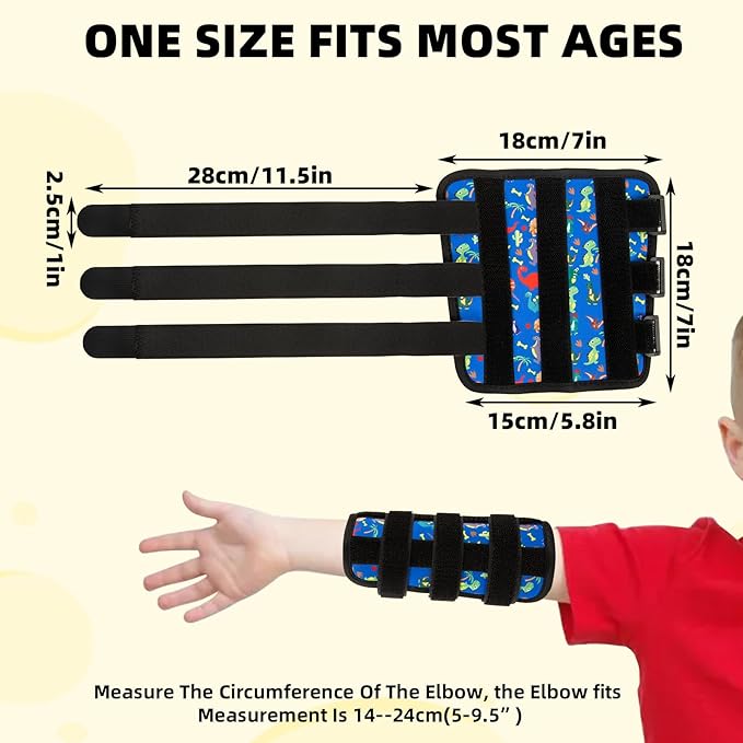2 Pcs Thumb Sucking Deterrent, Dinosaur Elbow Thumb Guard for Thumb Sucking, Nail Biting Treatment for Kids Prevention Anti Nose Picking for Boys Girls Finger Sucking Prevention