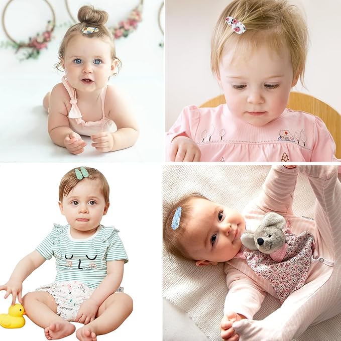 50PCS Baby Snap Hair Clips Hair Barrettes for Girls 1.5 Inch Non-Slip Wrapped Hairpins Small Clips for Baby Toddler Hair Accessories