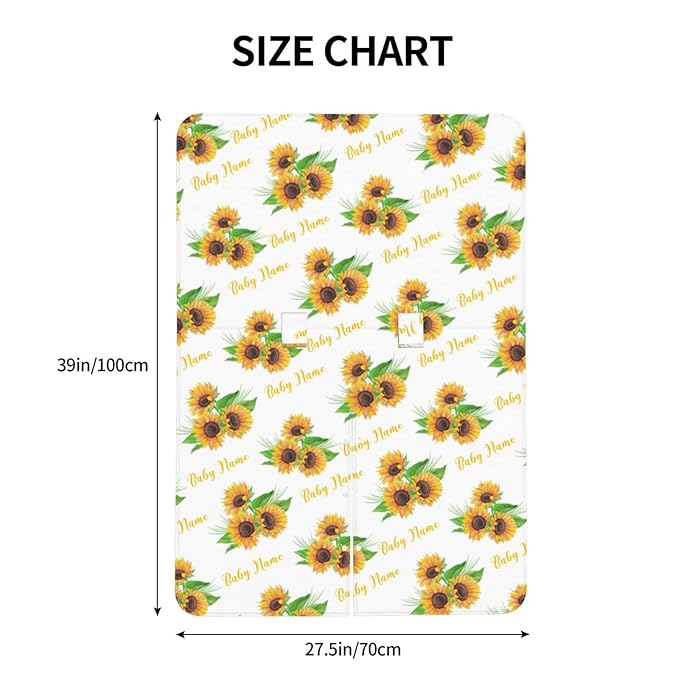 Personalized Sunflower Baby Car Seat Canopy for Babies with Name, Custom Car Seat Covers Boys Girls, Peekaboo Opening Minky Nursing Breastfeeding Cover Infant Car Seat Canopies for Newborn