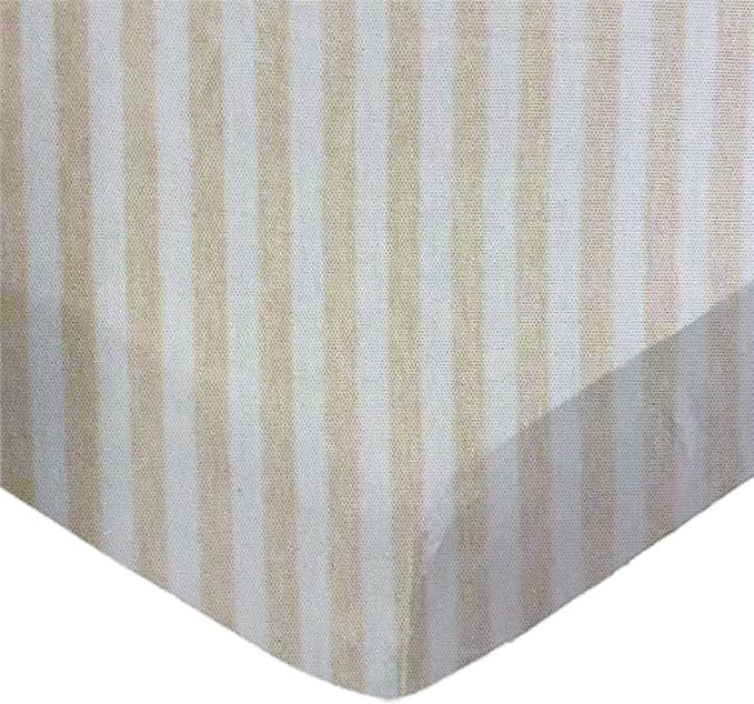 SheetWorld Fitted Baby Bassinet Sheet fits Chicco LullaGo Portable Bassinet 15 x 28, 100% Cotton Jersey, Hypoallergenic, Butter Soft, Beige Stripes, Made in USA