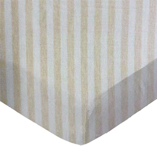 SheetWorld Fitted Baby Bassinet Sheet fits Arms Reach Co Sleeper Bassinet 17.5 x 31.5, 100% Cotton Jersey, Hypoallergenic, Butter Soft, Beige Stripes, Made in USA