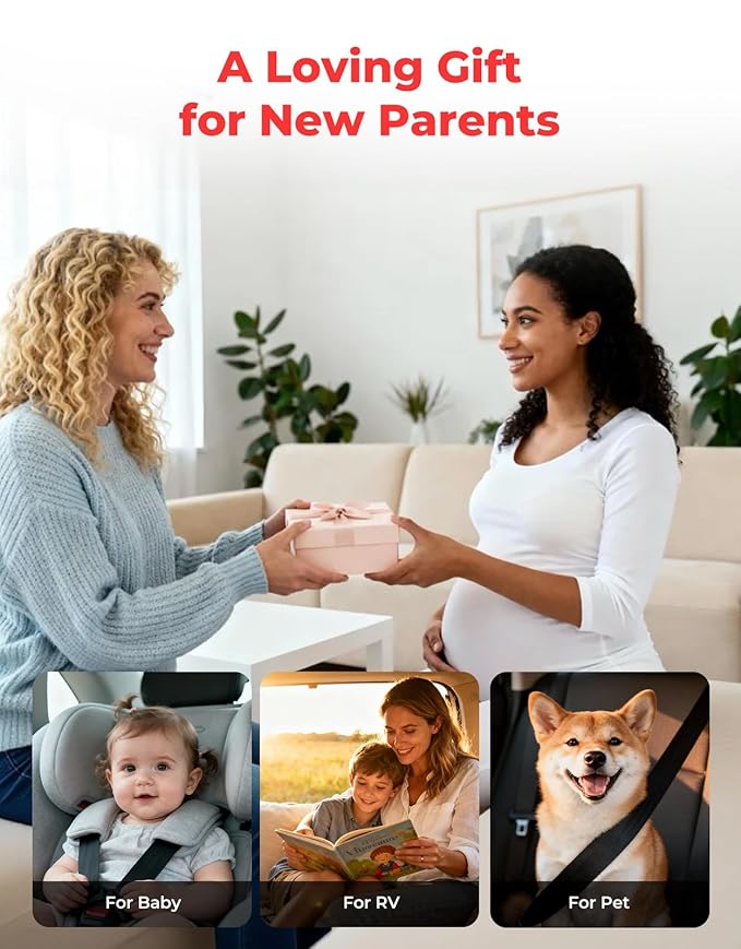 Luckview BM2A Baby Car Camera, Night Vision & 5.2" 1080P Display for Rear-Facing Car Seats, Easy No-Damage Install, Patented Anti-Shake Mount – Ideal for Parents and Pet Owners