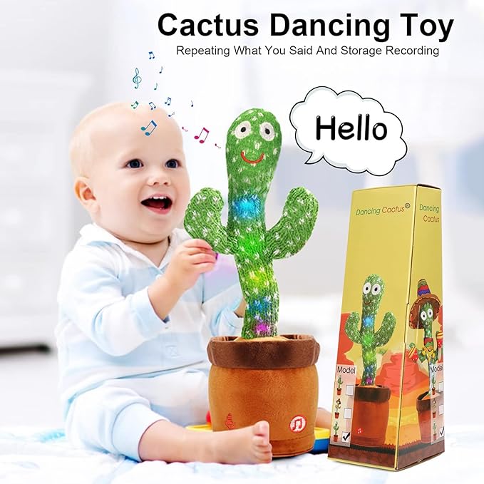 Emoin Dancing Talking Cactus Toy for Baby Boys Girls Gifts,Dancing Cactus Singing Mimicking Recording Repeating What You Say Baby Toys