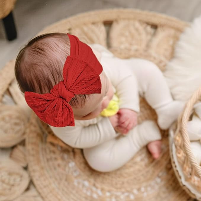 6PCS Baby Headbands, Girls Headbands with Bows, Soft Stretchy Nylon Hair Bands Hair Accessories for Newborn Infant Toddler