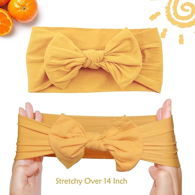 ALinmo 16PCS Baby Nylon Headbands Hairbands Hair Bow Elastics for Baby Girls Newborn Infant Toddlers Kids Colorful
