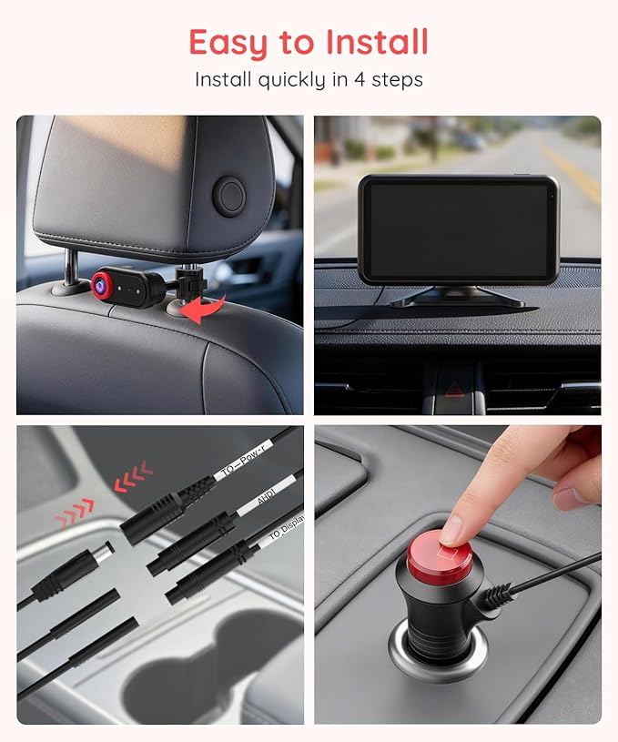 LUCKVIEW BM2 PRO Dual Baby Car Camera, 5.2" 1080P HD Display for Rear-Facing Car Seats, IR Night Vision, Anti-Shake Mount, Easy Install – Ideal for Parents with 2 Kids and Pets