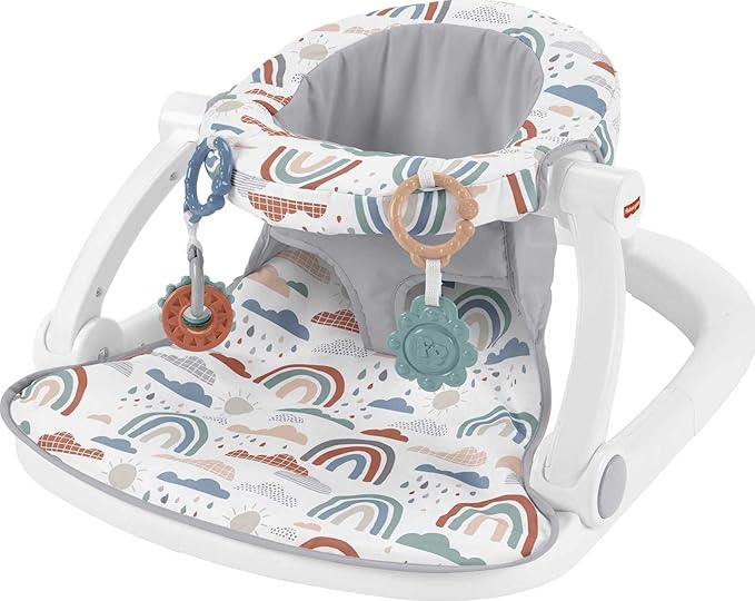Fisher-Price Portable Baby Chair Sit-Me-Up Floor Seat with Developmental Toys & Machine Washable Sea & Baby Newborn Toys Rattle 'n Rock Maracas